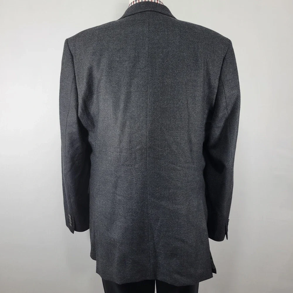 Calvin Klein‎ Men's Sport Coat Blazer Two Button CH Black Flannel Wool Sz 46L